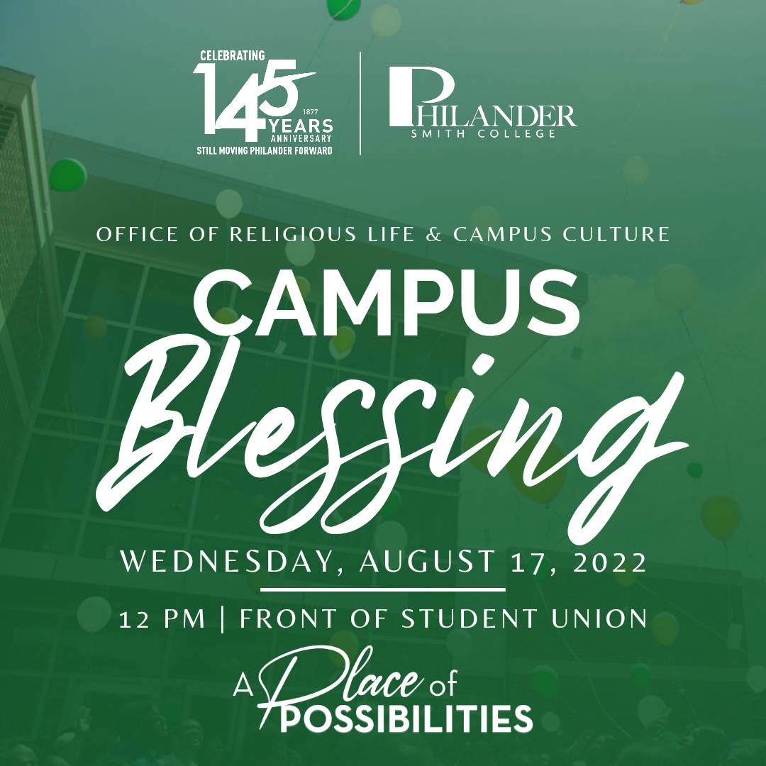 PhilanderSmith's tweet photo. Join us tomorrow at Noon as we enter into another amazing semestee! We're blessing our campus and standing firm in faith for the 22-23 school year! See you there!
#PSC145 #PhilanderForward https://t.co/56dqKTCtvR