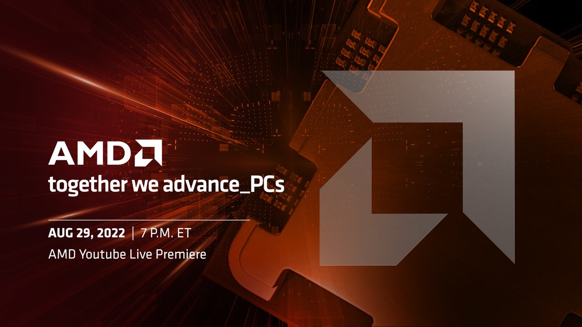 Join us on Aug. 29 at 7 p.m. ET for “together we advance_PCs,” a livestream premiere to unveil the next generation AMD PC products. • Read the press release: bit.ly/3PlFhU4 • Watch on the AMD YouTube Channel: bit.ly/3SR7Lbb