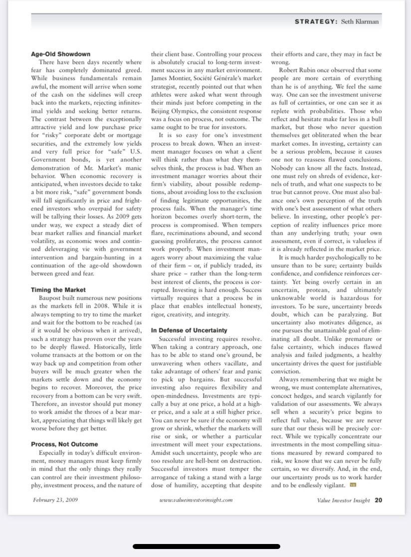 The Value of Not Being Sure by Seth Klarman