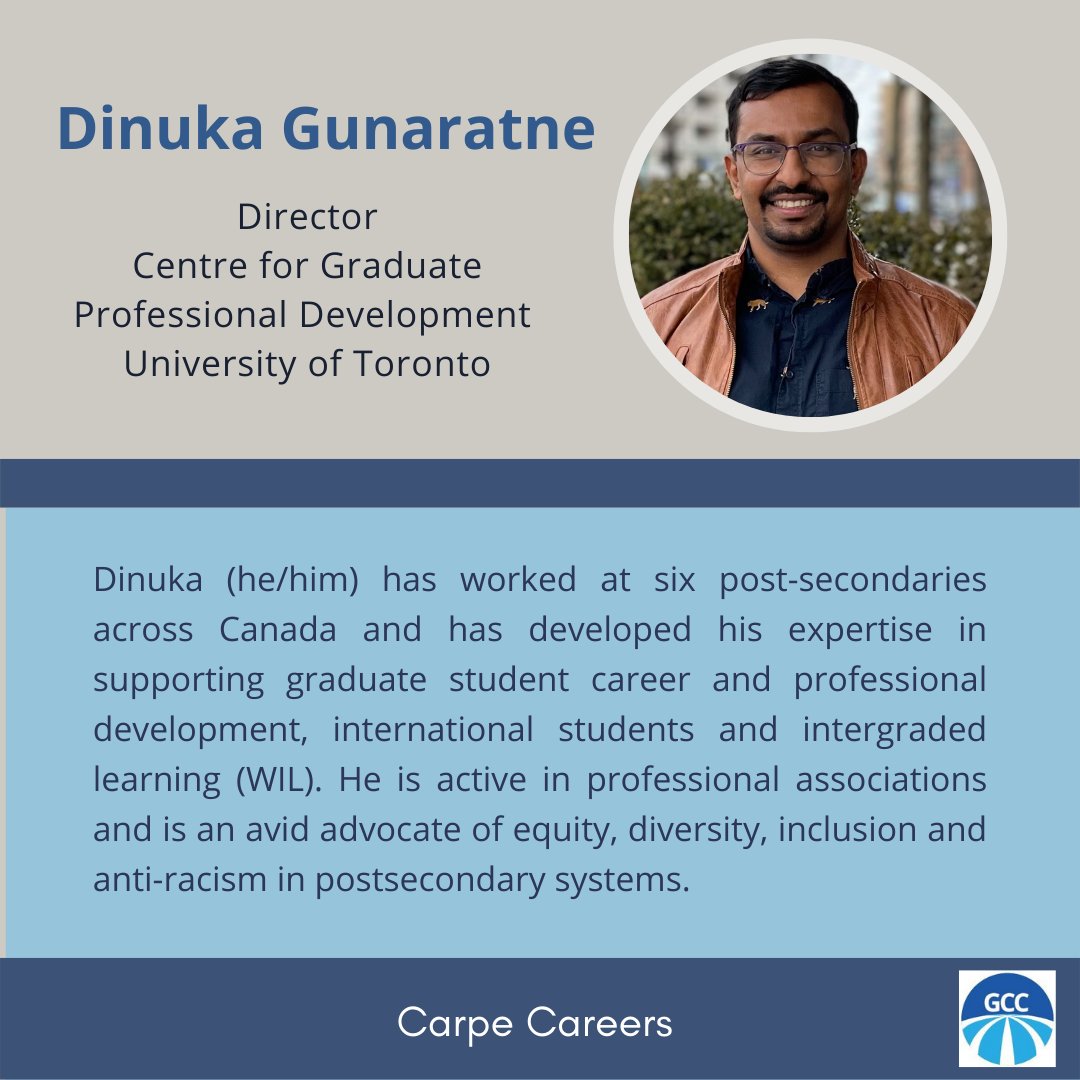 Dinuka Gunaratne (@DendroicaD) is the author of this week's @CarpeCareers @Grad_Careers. He brings years of expertise in supporting graduate student career and professional development at @UofT. 
@GPDNCanada #graduatecareers