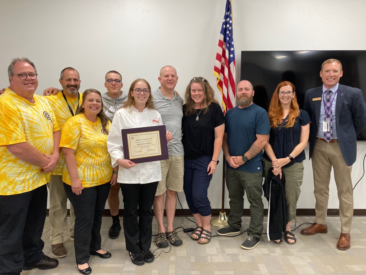 Our <a href="/West_Shore_CTD/">West Shore Career-Tech</a> culinary star Reagan Fishbaugh was recognized by the Board last night for her amazing performance in the FCCLA national culinary competition this past June. Reagan, Ohio's FCCLA champ, earned third place in the nation! So proud of you, Reagan! #LKWDRocks