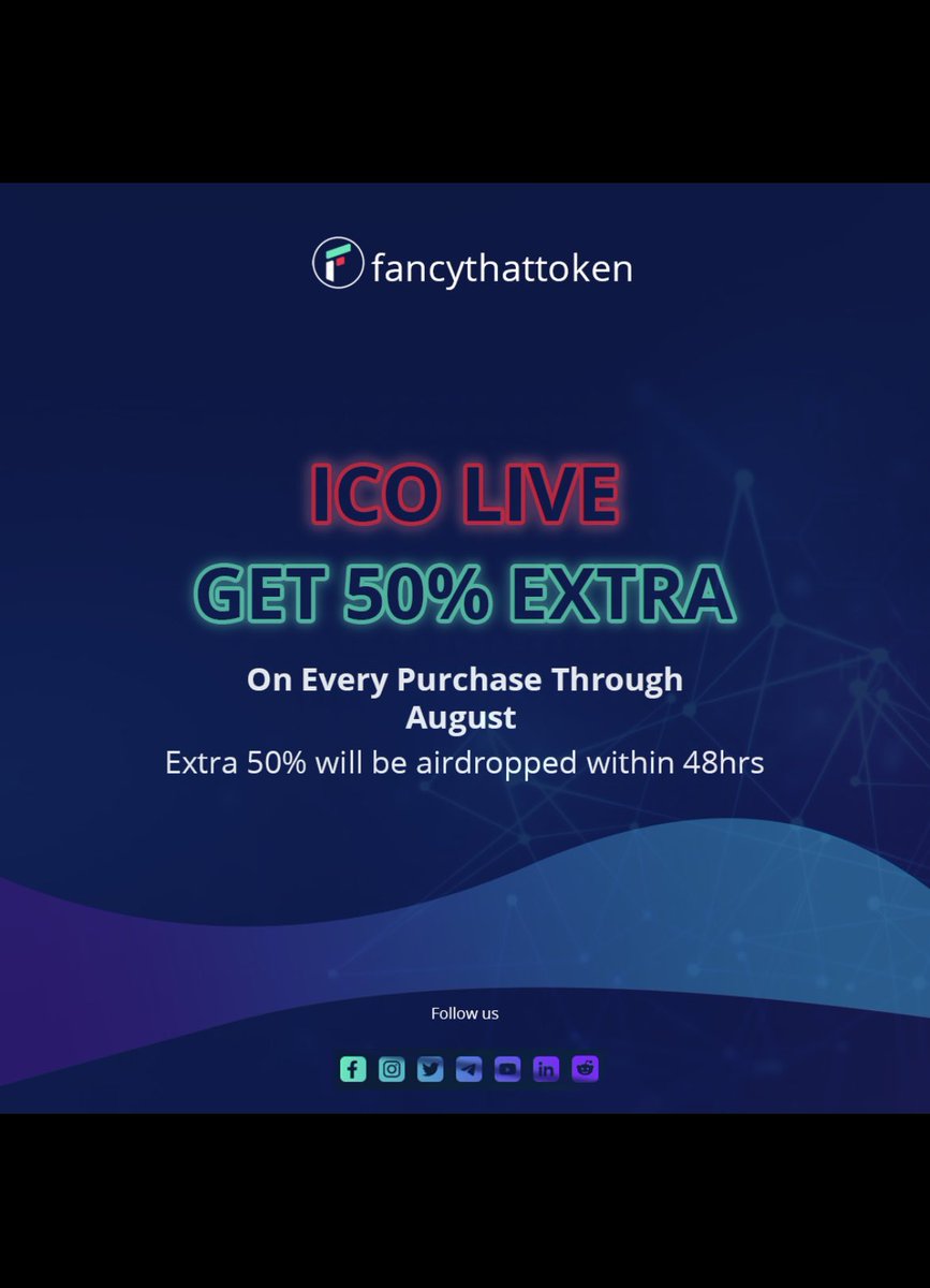 Don’t miss out guys we are now@giving away 50% extra on all purchases through August                               fancythattoken.io
