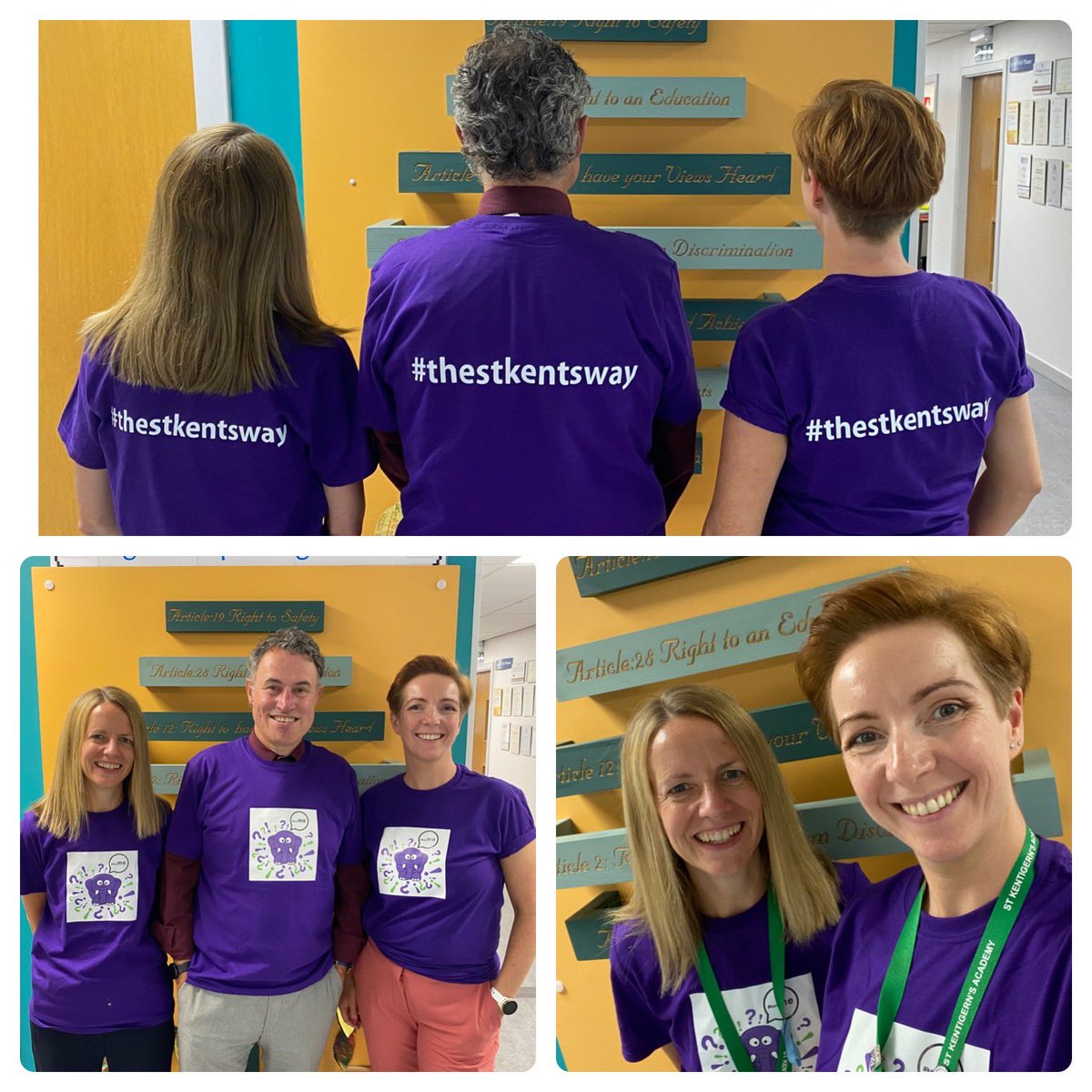 Team SLT <a href="/StKentAc/">St Kentigern's Academy</a> showing support for student health and well-being with our purple #kenme t shirts. Our ‘Kenny’ elephant is the symbol of our mental health awareness campaign and we want all students to know that there’s loads of help available in school #stkentsway 💚🖤