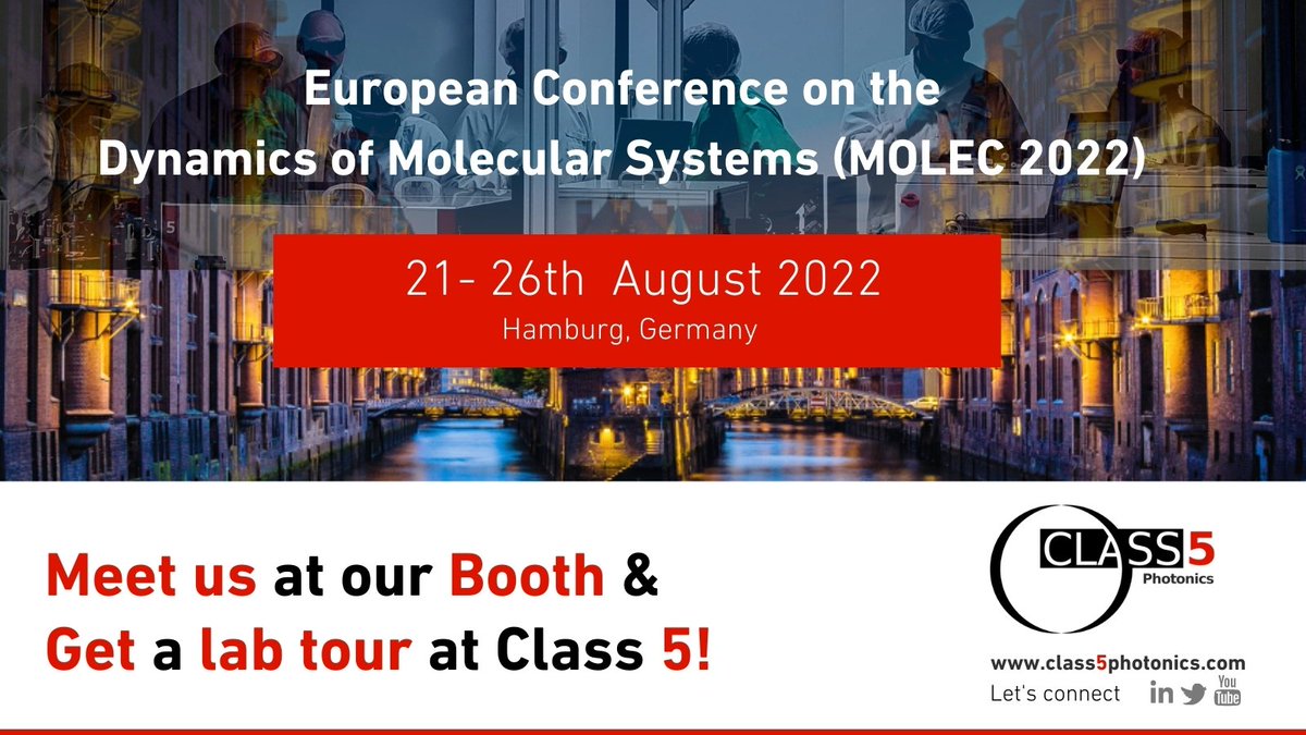 Class5Photonics (@class5photonics) on Twitter photo Next week MOLEC is at <a href="/desy/">DESY (Deutsch)</a> in Hamburg! 📢
Meet us there and join on Friday afternoon for a lab tour to our facilities!💡
molec2022.org
#ultrafast #dynamics with #few-cycle #high-power #lasers Next week MOLEC is at <a href="/desy/">DESY (Deutsch)</a> in Hamburg! 📢
Meet us there and join on Friday afternoon for a lab tour to our facilities!💡
molec2022.org
#ultrafast #dynamics with #few-cycle #high-power #lasers