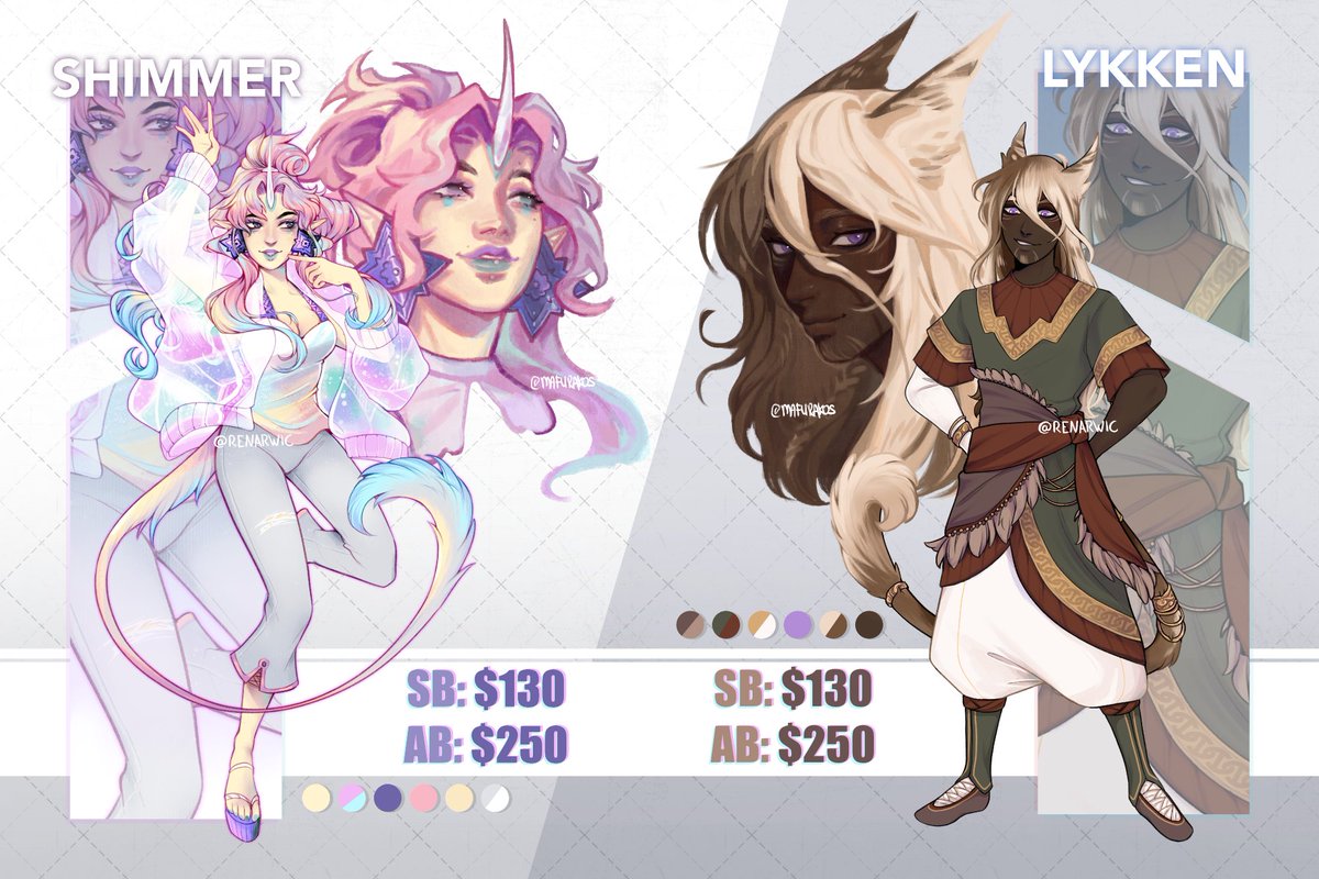 ✦ [💕RTs Appreciated!!] ✦

For the OC  &amp; #dnd enjoyers... 
Collab designs ft. <a href="/Renarwic/">✦ Noura ✦</a> 

- Reply to [BID HERE] in the 🧵
- Reply to the latest bid to out-bid someone.

DM me if you'd like to bid anonymously.
Auction ends 24 hrs after last bid. TOS below
