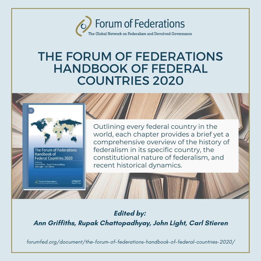 𝐅𝐫𝐨𝐦 𝐭𝐡𝐞 𝐅𝐨𝐫𝐮𝐦𝐅𝐞𝐝 𝐋𝐢𝐛𝐫𝐚𝐫𝐲 📚

The Forum of Federations Handbook of Federal Countries 2020

Read this essential resource for academics, researchers, university students, teachers, civil servants &amp; observers of federalism.

📖➡️link.springer.com/book/10.1007/9…