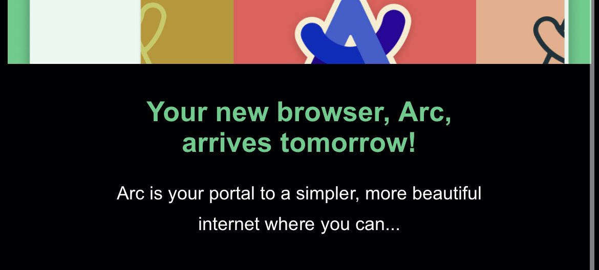 frontendtier's tweet photo. @robhawkes @browsercompany According to this email I’m due to get my invite tomorrow. If that means I can invite others I can hit you up! https://t.co/kc8VN7SCQs