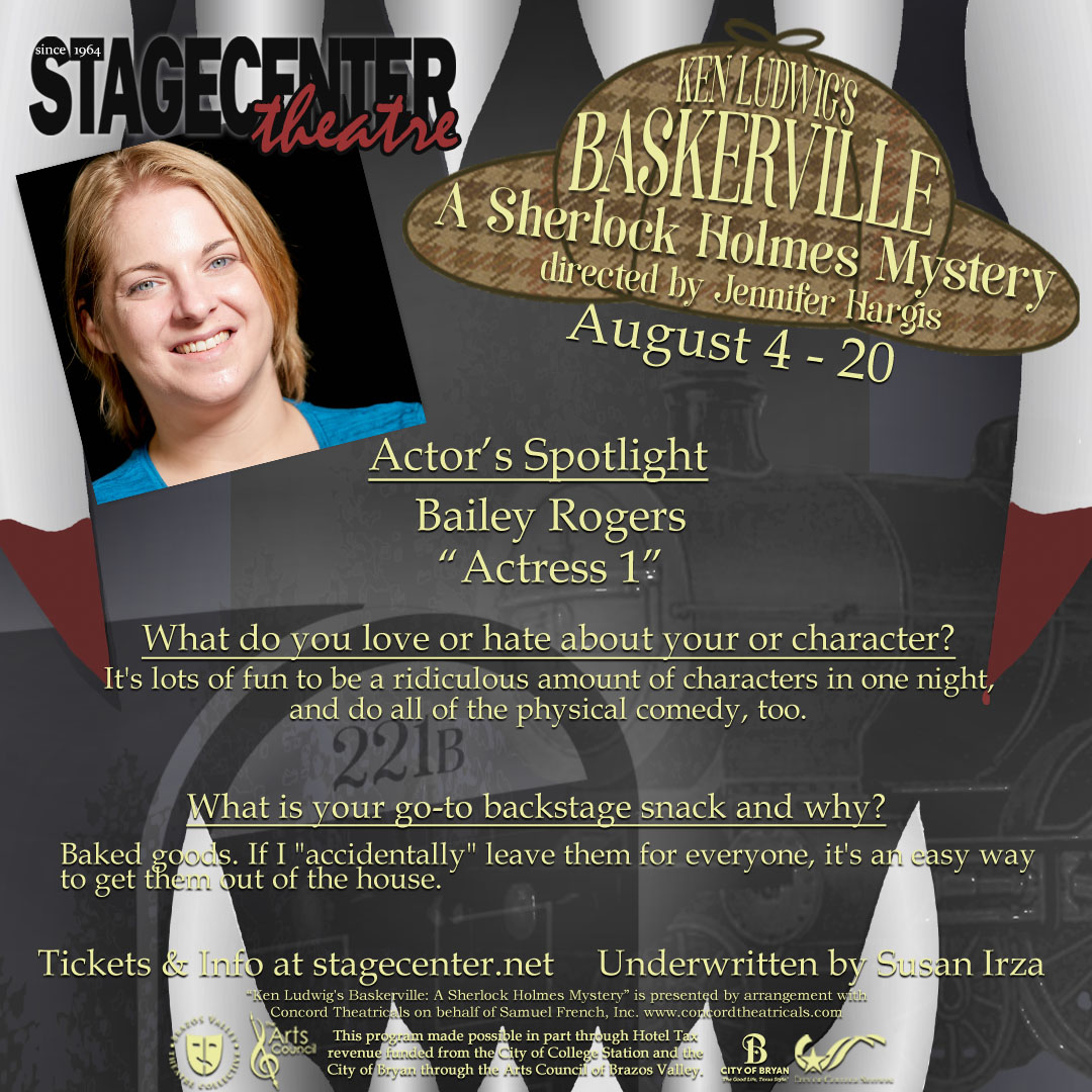 StageCenter's tweet photo. This actor is causing quite a stir because she is so dynamic and this is her first time on stage! Catch her this weekend in Ken Ludwig's Baskerville: A Sherlock Holmes Mystery. Thursday is sold out, but we still have seats left for Friday and Saturday.   https://t.co/bGDM2lPq75 https://t.co/JL33hsWxi9