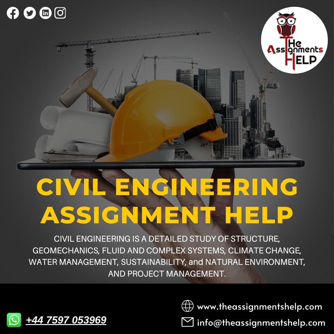 tasignmentshelp's tweet image. Our specialists in this field concluded that civil engineering is an application methodical and substantial principle.
Order Your Task Now.
#civilengineeringassignmenthelp #mechanicalengineeringassignment #mathematicsassignment #electricalengineering #theassignmensthelp