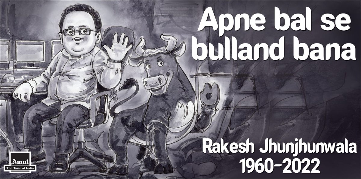 Amul_Coop's tweet photo. #Amul Topical: Tribute to the legendary big bull of India! https://t.co/R4jsSxlu1v