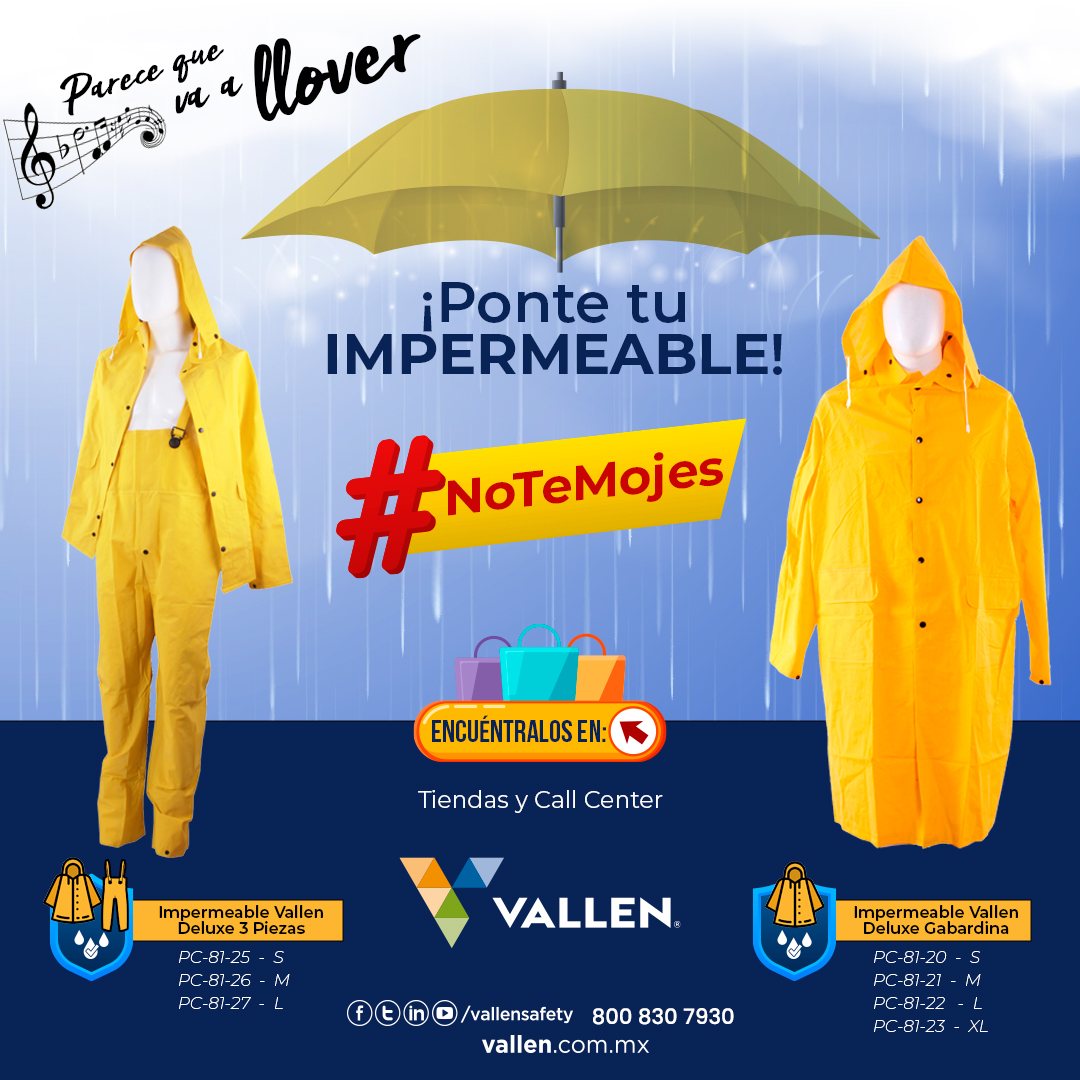Vallensafety's tweet photo. ¡La temporada de lluvias☔ no ha terminado!
Protégete con nuestros impermeables #Vallen
¡Adquiérelos ahora!
Tienda en línea 👉 https://t.co/EvAASn4EFU
Tiendas Vallen 👉 https://t.co/QFFcWQH1MF
Call Center 📞 800 830 7930
#notemojes #protecciónlluvias #solucionesvallen https://t.co/8OcPJd3PsX
