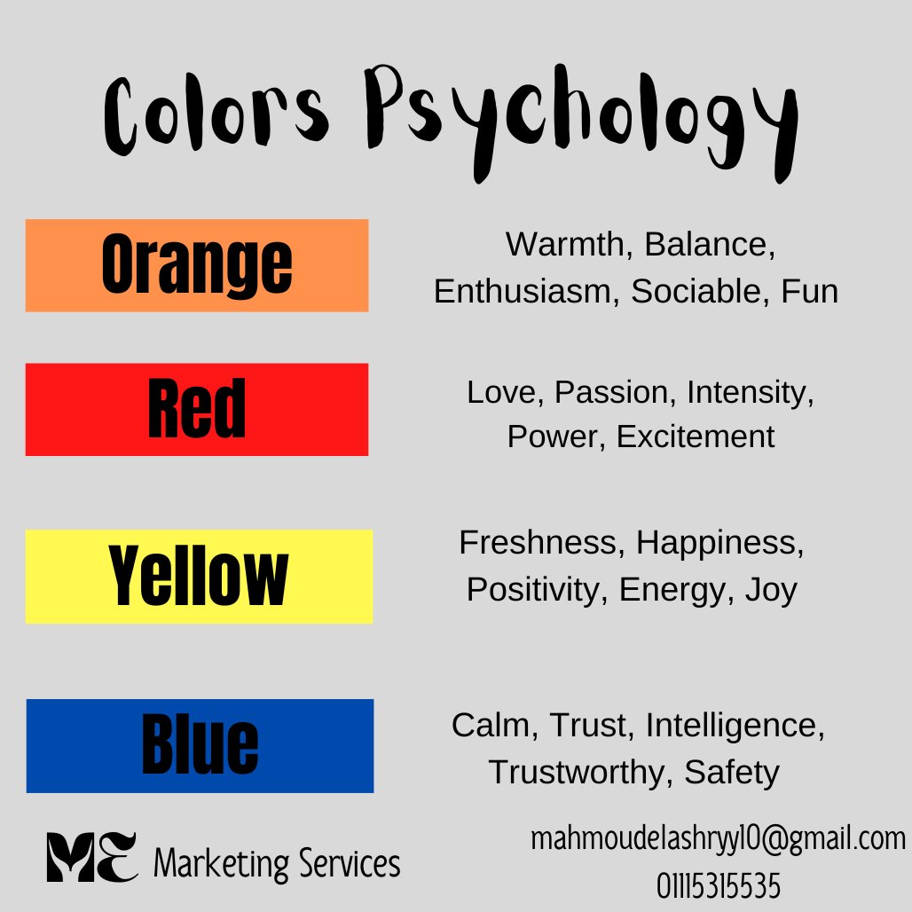 MElashryOffi's tweet photo. A real important factor to look for as a marketer or brand architect is the understanding of the psychology of colors and what they represent 🎨 
#Marketing #branding #color https://t.co/HllwcgFx0a