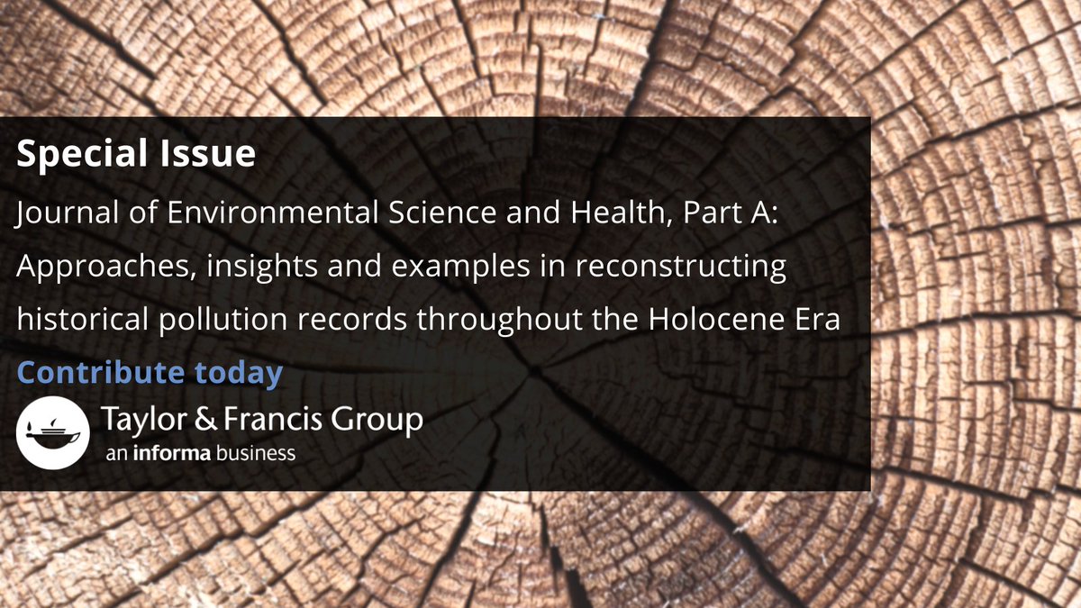 tandfenviro's tweet photo. Share your research in a special issue of the Journal of Environmental Science and Health, Part A, that will focus on identifying the timelines of chemical, material, or biological pollution from the past 12,000 years of the earth’s history.

More info: https://t.co/yaSFLlyapp https://t.co/kkKOflBVcu