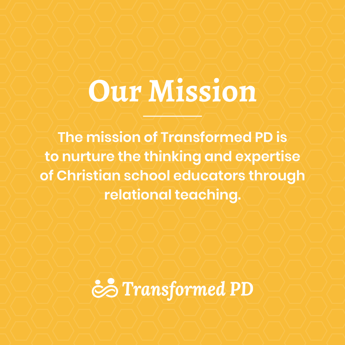 The mission of Transformed PD is to nurture the thinking and expertise of Christian school educators through relational teaching. We offer training to help you learn biblical integration in the classroom! 

Visit our website to learn more: transformedpd.com.
