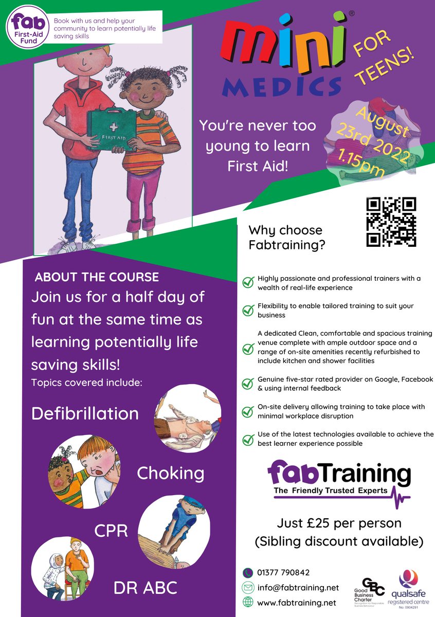 CmtyVISION's tweet photo. Join @Fabtraining1 on their next mini medics course. It's a 3 hour educational session teaching practical and theoretical techniques demonstrated in a fun, dynamic and totally engaging manner.
#MiniMedics https://t.co/kcBXlJygTb
