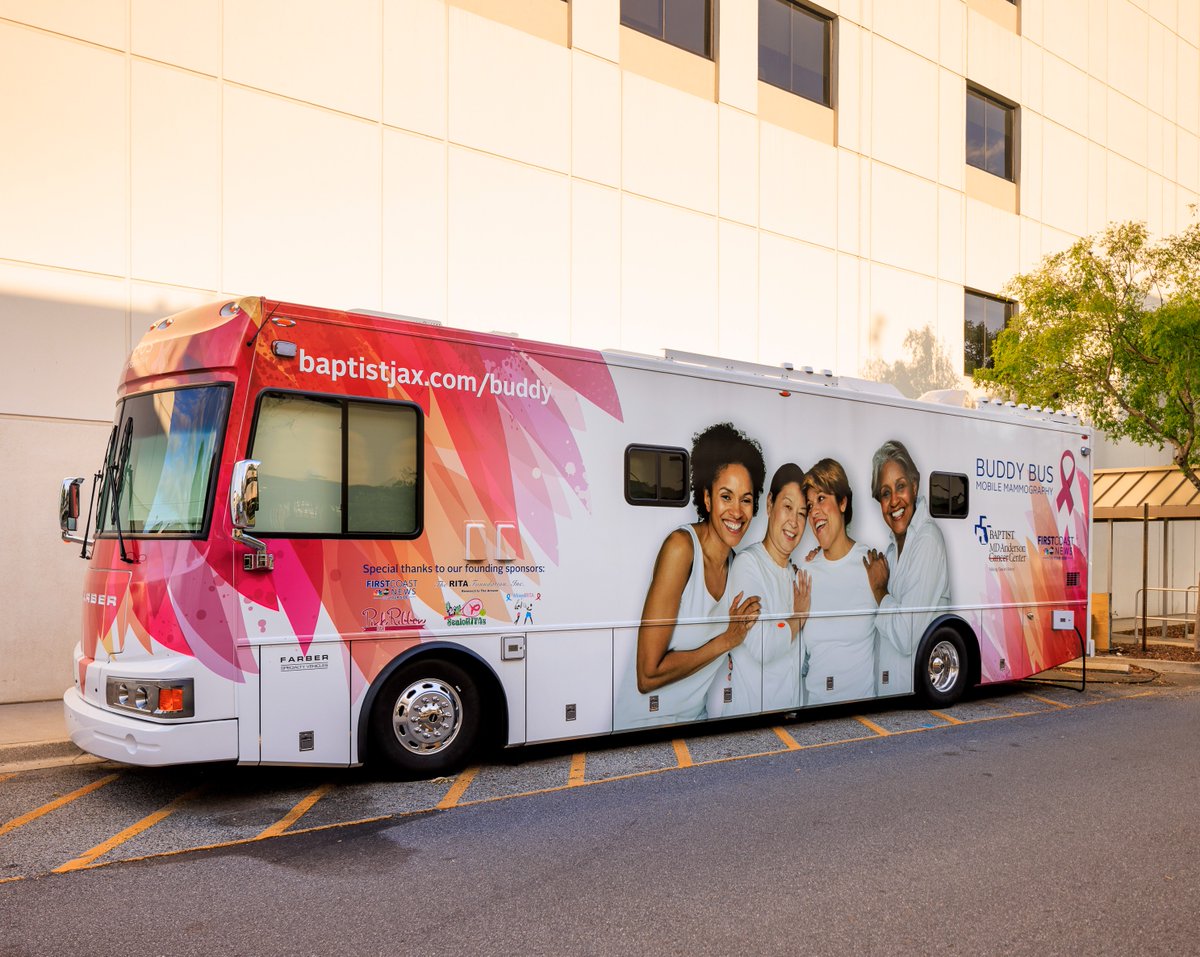 BaptistHealthJx's tweet photo. THIS SATURDAY: Check out the #BuddyBus & get your annual mammography at Westside Church of Christ. We'll be there from 10am - 6pm. Registration required: https://t.co/Bd4iqXEuyr π
#EndCancer #EndCancerJAX https://t.co/N6AkeWsDZd