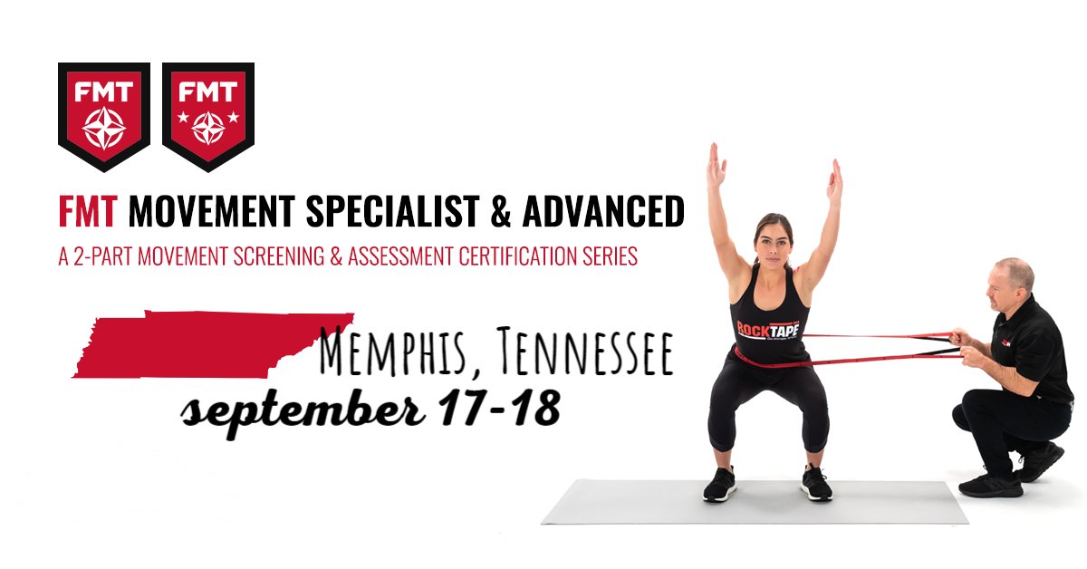☎ Last Call to RSVP! - FMT Movement Specialist is coming to #Memphis September 17-18! Reserve your spot today: shop.rocktape.com/fmt-movement-s… #RockTape #Movement #MemphisPhysicalTherapy #MemphisChiropractic #MemphisATC #Fitness #Trainer