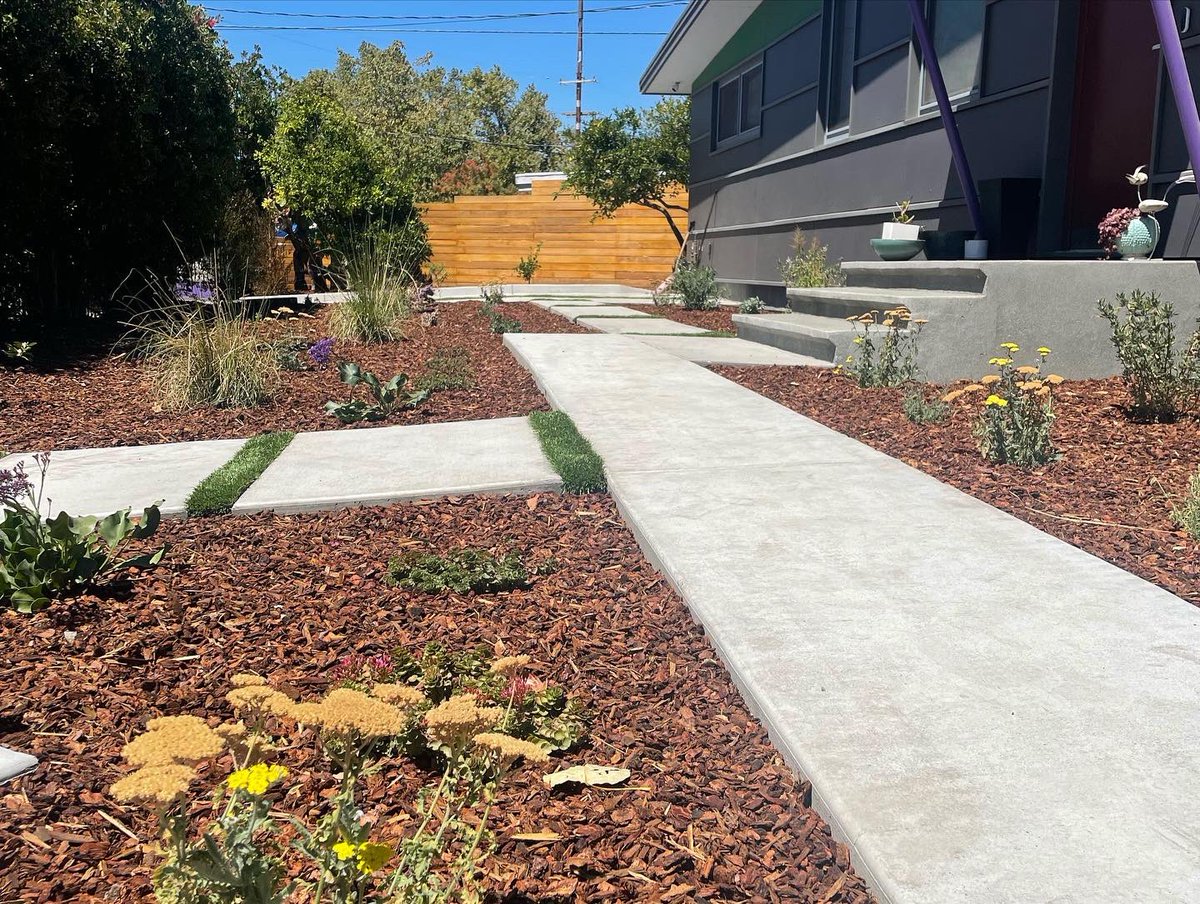 GreenGrowLS's tweet photo. Giving these Menlo Park clients a fresh modern look. This design compliments  their exterior with its clean edges &amp; bold color pallet.
•
Finishing things off with a hog wire fence. More photos coming soon 🌼
•
#modernliving #landscapedesign https://t.co/gJnSOZaopO