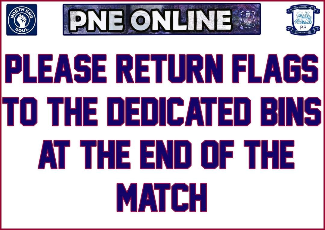 pneonline's tweet image. Please take a community funded flag and wave it with pride if youre on the Town End or Kop. 💙🏳️‍

Please return it after the match.🤝🙏

#pnefc