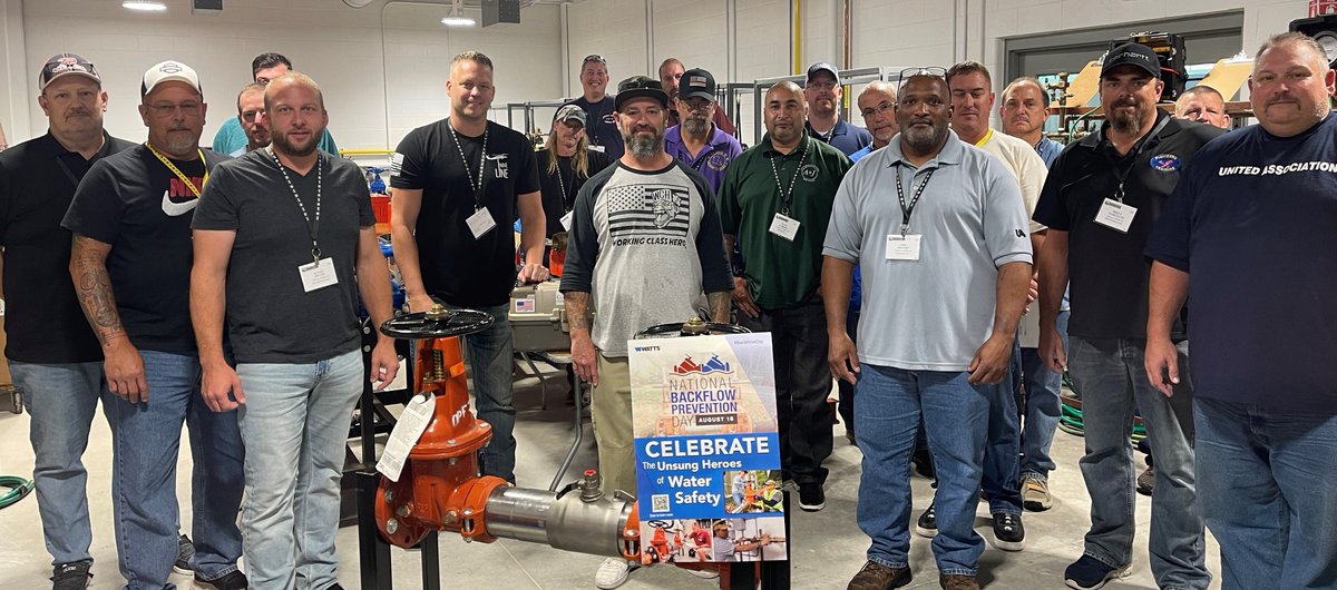 BkflowPrevInst's tweet photo. Celebrating National Backflow Prevention Day with the @UAPipeTrades Plumbers and Pipefitters Instructor Training Program. Here are the students in this year's Methods in Teaching Backflow Certification. #BackflowDay https://t.co/FGz8sTrw3i