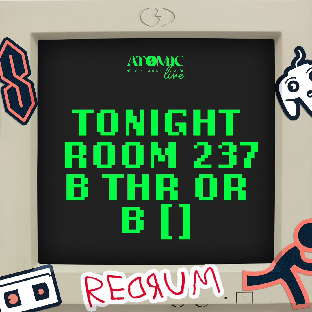 atomicjoltpod's tweet photo. Tonight! 7pm MST!

Join @camera_creature and I as we discuss The Shining documentary, Room 237 🪓 👗 👗 

See you then. Link in bio 👀 ⚛️ ⚡️ 

#room237 #theshining #atomicjoltlive #atomicjoltpodcast https://t.co/xEYJAROPrl