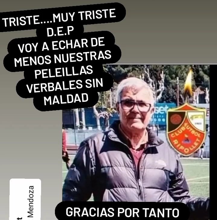cgnripo's tweet photo. Aquí,seguiremos recordándote como lo que fuiste,una gran persona,sencilla,humilde con la que se podía hablar y escuchaba,cuida desde arriba de los tuyos y de tu CF.RIPOLLET.❤️❤️ https://t.co/IkD0hN9vc4