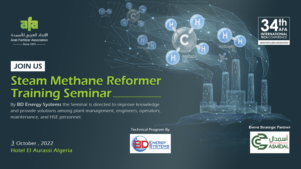 ArabFertilizer's tweet photo. Join us in the 34th AFA technical Conference & Exhibition, and stay tuned through our specialized pre-Seminar “Steam Methane Reformer Training Seminar” by BD Energy Systems
https://t.co/He868KNQ1Z
#AFA #ArabFertilizer #Algeria #Asmidal #BdEnergySystems #AFATechnicalConference https://t.co/JnhbznR0vo