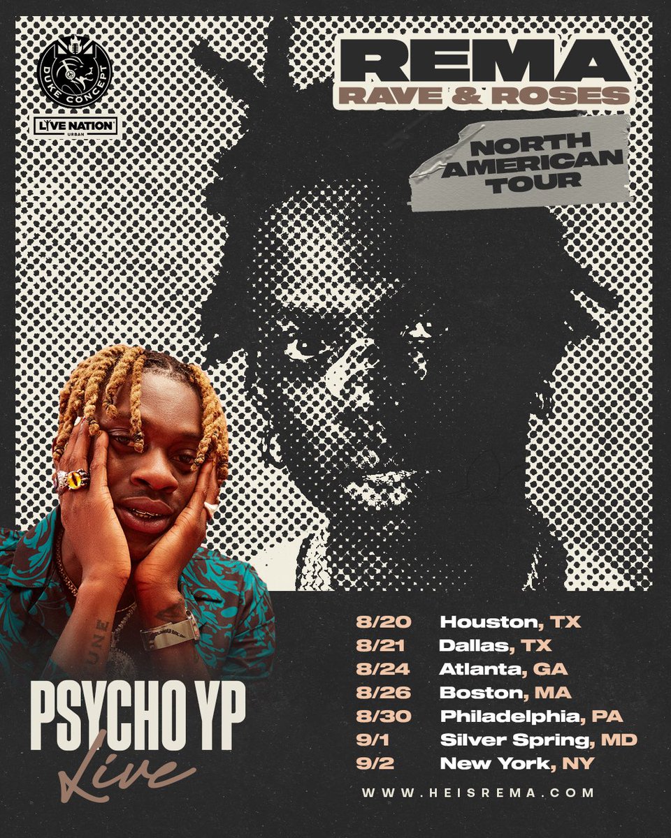 BIG YP⚡️<a href="/heisrema/">REMA</a> ⚡️North America Tour🇺🇸

tickets at heisrema.com