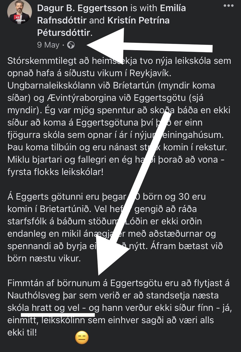 bjorgvinsolberg's tweet photo. Nú er orðið ljóst að borgarfulltrúar vissu  að ekki væri unnt að standa við loforð um leikskólapláss í aðdraganda kosninga. Þau þurfa sæta ábyrgð. M.a 
@Dagurb @OfurAlex @skulihelga Þetta er skipulögð óreiða í boði ykkar. #hvaðmeðbörnin https://t.co/0r5YpmykK2