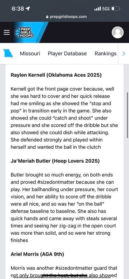 KernellRaylen's tweet photo. Thank you @girlzprepreport for the write up!! @OklahomaAcesGBB @SouthmooreWBB https://t.co/0Pn3173BS1