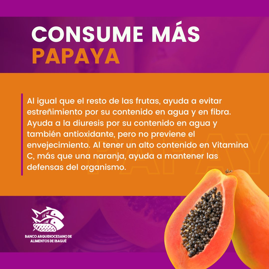 BanAlimenIbague's tweet photo. 🥬🥦🌽
.
Hoy si queremos dar “papaya” 😅pero para que conozcas sus beneficios, más consumo me de papaya, más fortalecimiento de las defensas en nuestro cuerpo.👆👆
.
🟠🟠 https://t.co/sXtvXiUKD9