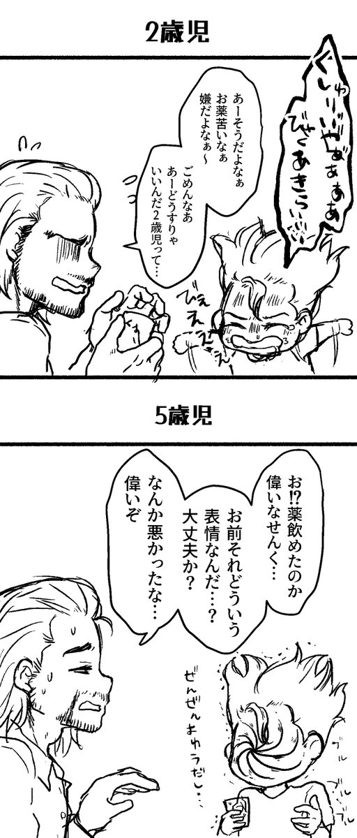 おくすりのむ親子 