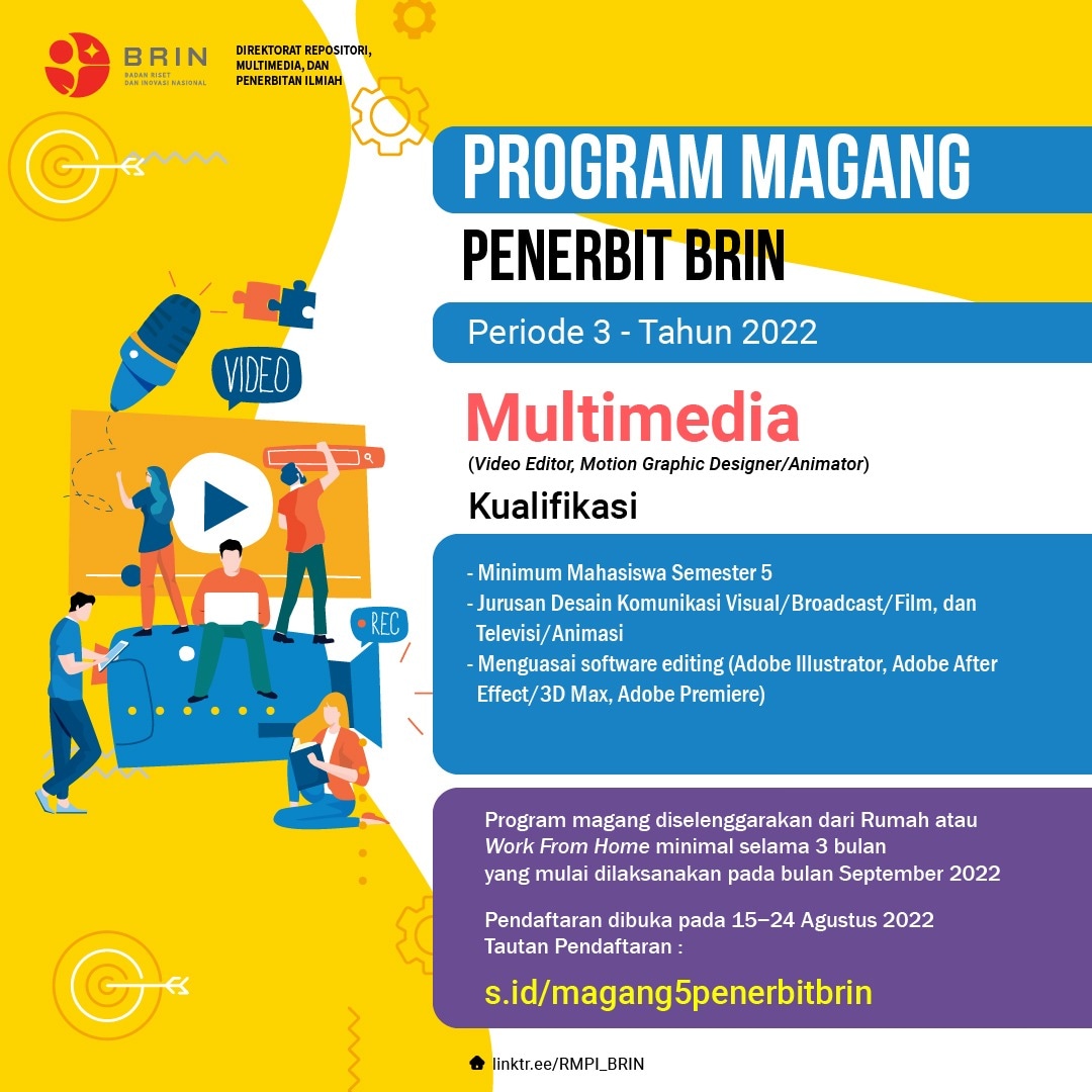 penerbit_BRIN's tweet photo. #KawanBRIN bisa cek syarat dan ketentuan pada poster. Pendaftaran dapat dilakukan melalui tautan berikut:
📌 https://t.co/SiMPHMQkyY
Yuk, segera daftar!
#BRIN #RMPI_BRIN #PenerbitBRIN #ProgramMagang #internship #internshipopportunity #VideoEditor #Animator #Magang #PKL https://t.co/Trbs2tfQYK
