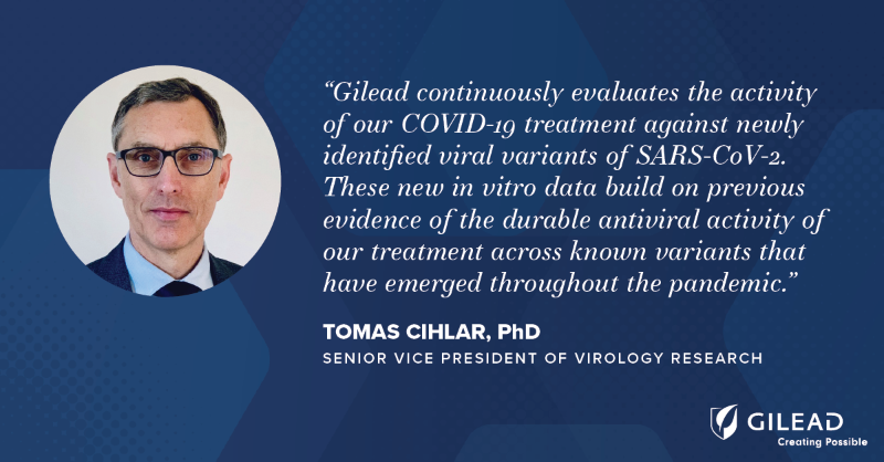 GileadSciences's tweet photo. Today we announced an important update about our #COVID19 treatment and the #Omicron subvariants of concern, BA.4 and BA.5. https://t.co/KlckJNUJCh https://t.co/zBRfUnBR4R