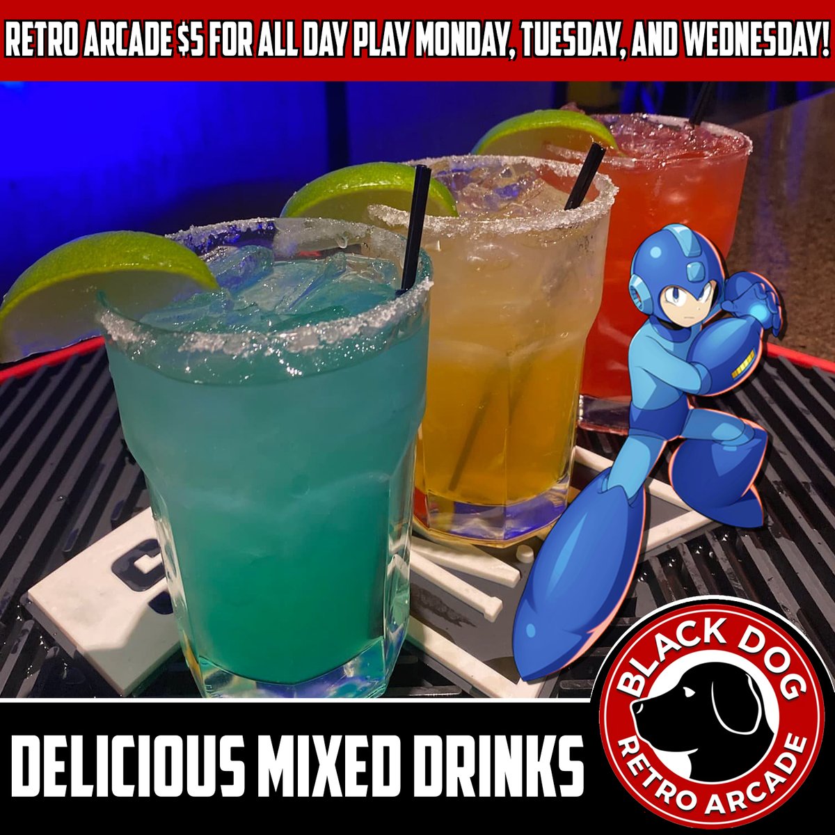 BDRetroArcade's tweet photo. Drinks! Drinks! Drinks!
Come Enjoy a Blue Hawaiian or White Gummy Bear for only $6 every day!
Black Dog Retro Arcade - Open from 11am - 10pm
309 Curtis Mathes Way, Arlington, TX 76018
To Go - (817) 635-5551
#blackdogretroarcade #dfw #dfwarcade #dfwgamer #dfwgeek #dfwnerd https://t.co/eLLQRC3lwb