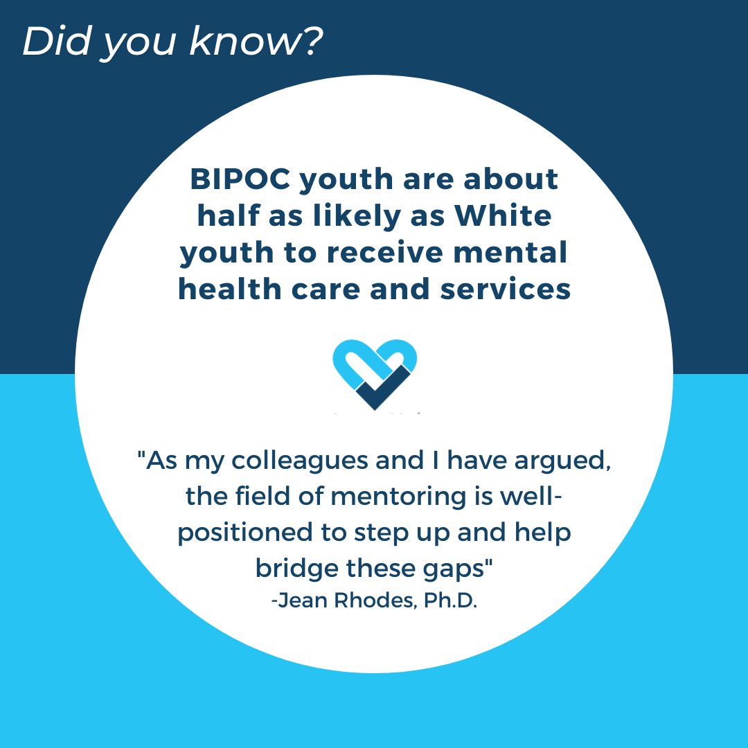 MentorHub (@mentorhubapp) on Twitter photo #BIPOC youth are about half as likely as White youth to receive mental health care and health services. Earlier this year, <a href="/RhodesLab/">Jean Rhodes</a> published a blog on how, with the proper resources, mentoring can help bridge gaps in mental health care #BIPOC youth are about half as likely as White youth to receive mental health care and health services. Earlier this year, <a href="/RhodesLab/">Jean Rhodes</a> published a blog on how, with the proper resources, mentoring can help bridge gaps in mental health care