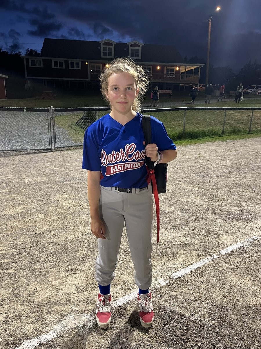 CoveU13's tweet photo. Tough loss last night to a very strong CBC team. Final score was 8-0. Came up against some strong pitching. Our POG was Ava Winsor. She did an awesome job behind the plate &amp; had a great pick off throw at 1st in the 6th inning!  Next game will be in NB!  Can’t wait! https://t.co/AXR8tHNMbe