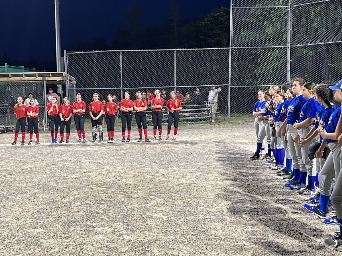 CoveU13's tweet photo. Tough loss last night to a very strong CBC team. Final score was 8-0. Came up against some strong pitching. Our POG was Ava Winsor. She did an awesome job behind the plate &amp; had a great pick off throw at 1st in the 6th inning!  Next game will be in NB!  Can’t wait! https://t.co/AXR8tHNMbe