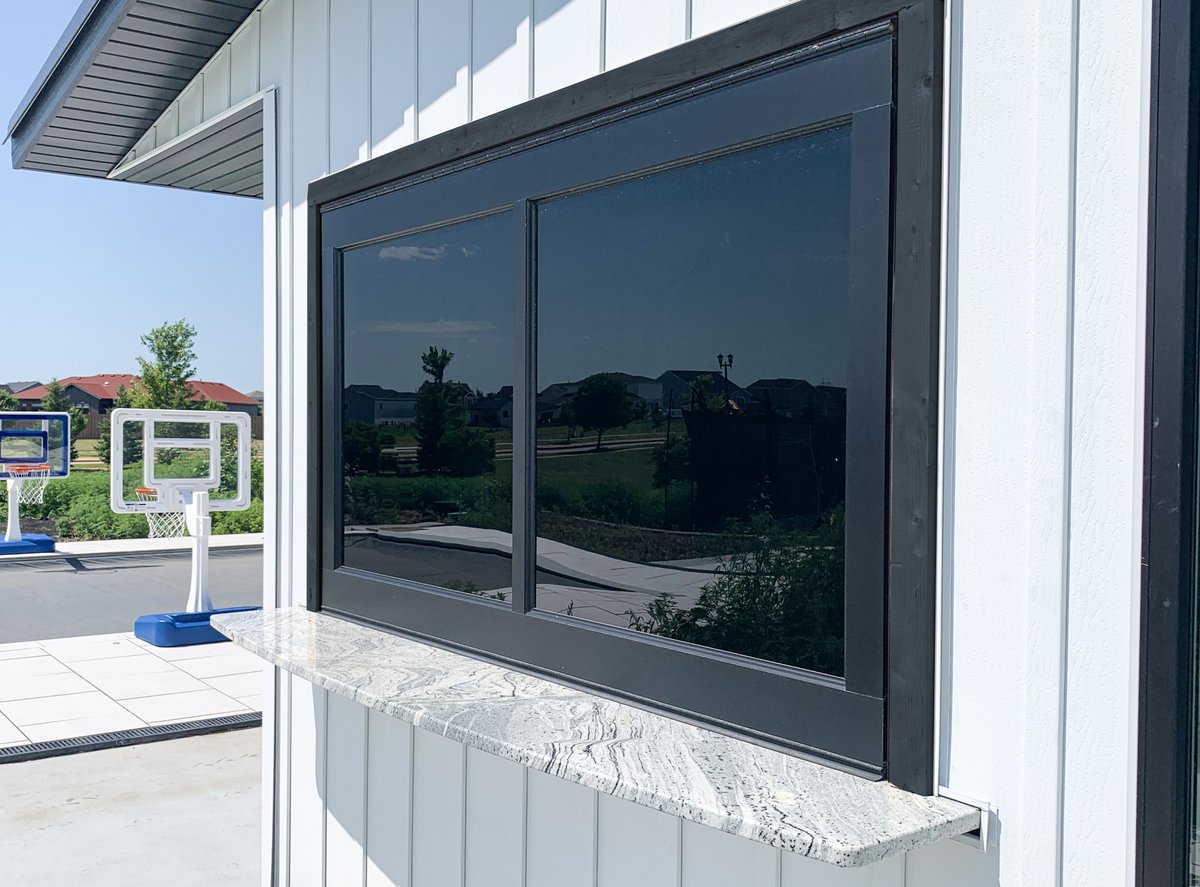We recently partnered with our sister company Midland Door Solutions to create a custom Counter Swing Door. With a lightweight aluminum frame and an electric actuator providing optimal lift, these doors fit seamlessly into any building to create the perfect entertaining space!