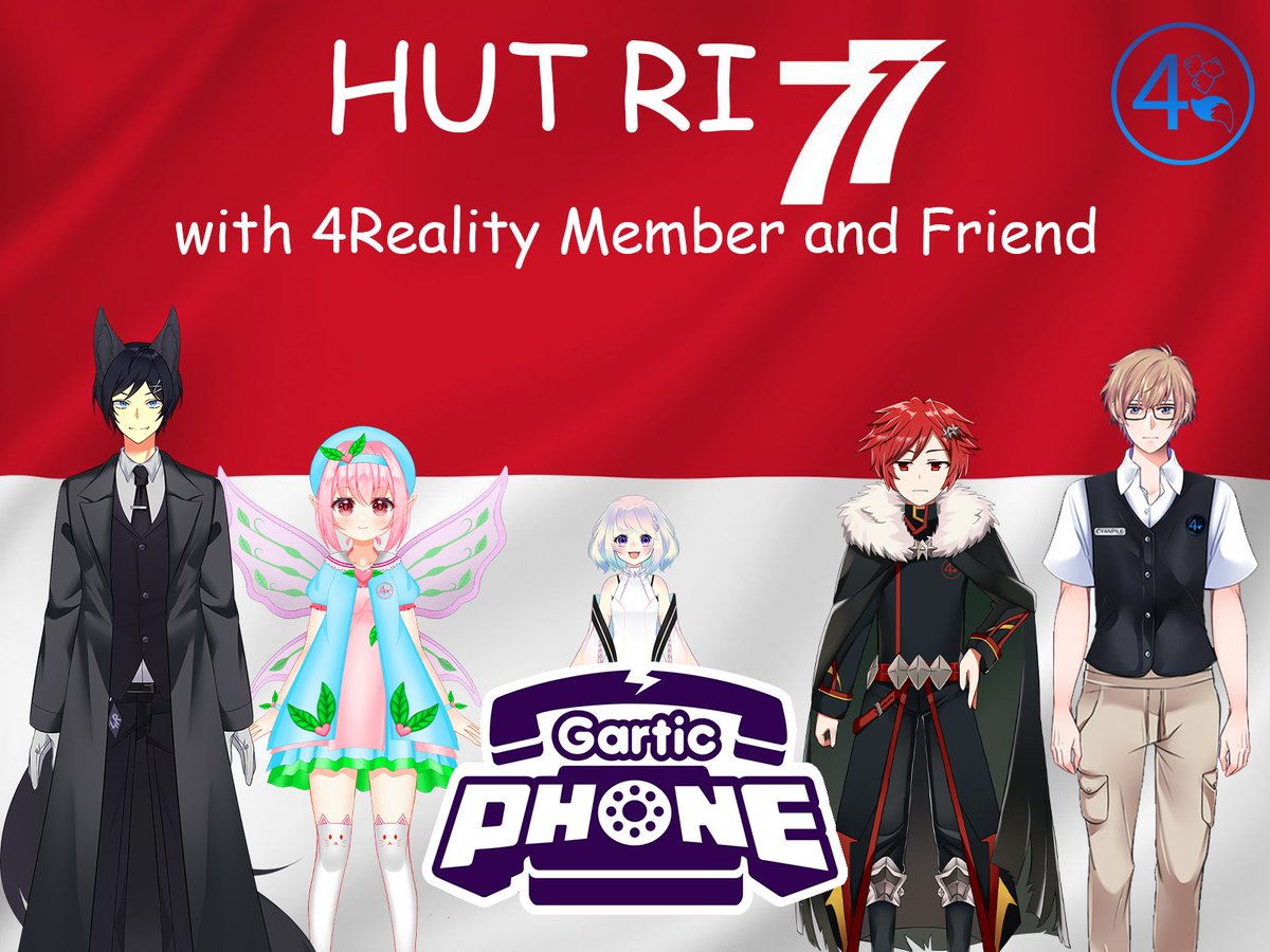 4RealityTeam's tweet photo. [ANNOUNCEMENT]

17 Agustus tiba, kali ini 4Reality adain 17-an sama member 4R bareng semuanya main Gartic Phone! 

Mau ikutan? Bisa join discord 4R di https://t.co/0QFPFh786v

Rabu, 17 Agustus 2022 📅
YouTube Member 4R (link soon) 🔗

#4Reality #4RealityID #VTuberID #ENVTuber https://t.co/809DZxhcnr