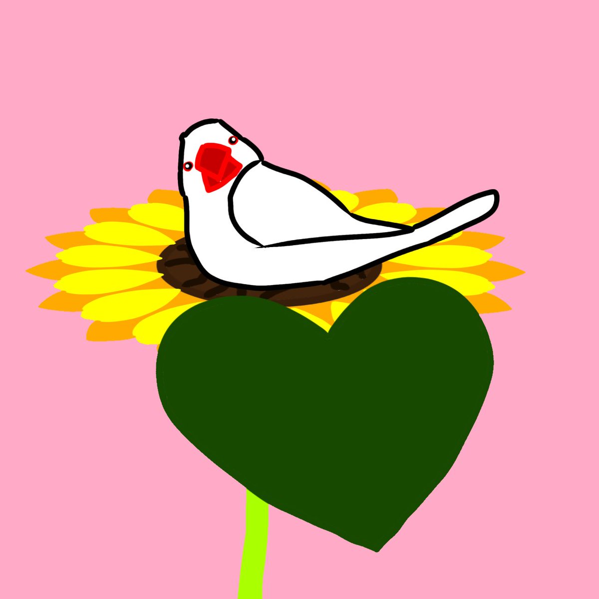 B5 手描きイラストプリント 森 癒し可愛い 白文鳥 絵 鳥 超安い 絵