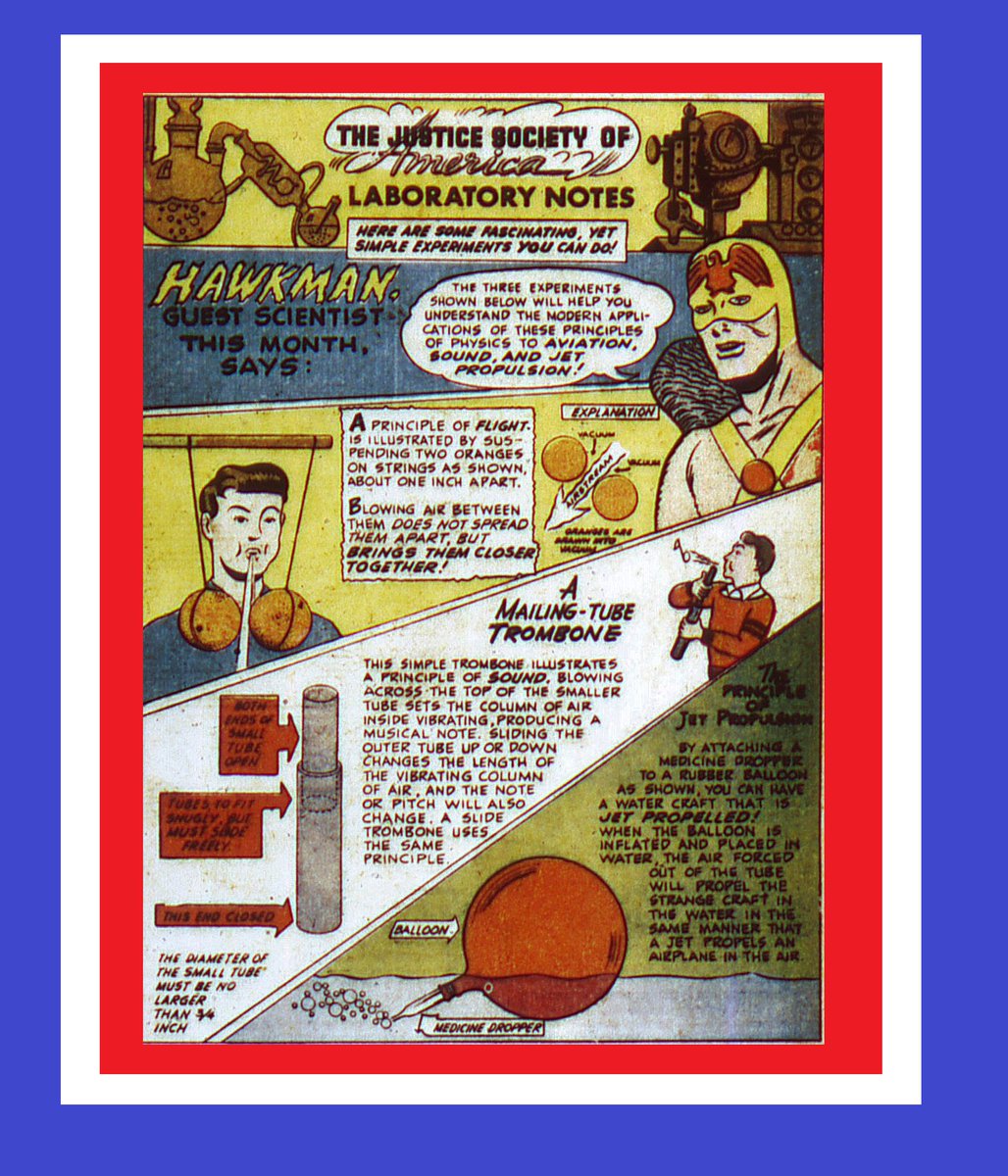 DignityJsa's tweet photo. #JSALaboratory Notes! #JusticeSociety of America Lab Notes - in later issues of #AllStarComics - Lab Notes on Experiments on Aviation, Sound, and Jet Propulsion from #JSA's Guest Scientist #Hawkman- All-Star Comics Volume 1 #49 (October 1949) - FYI to @Hawkworld_ https://t.co/QKtZmOLXLy