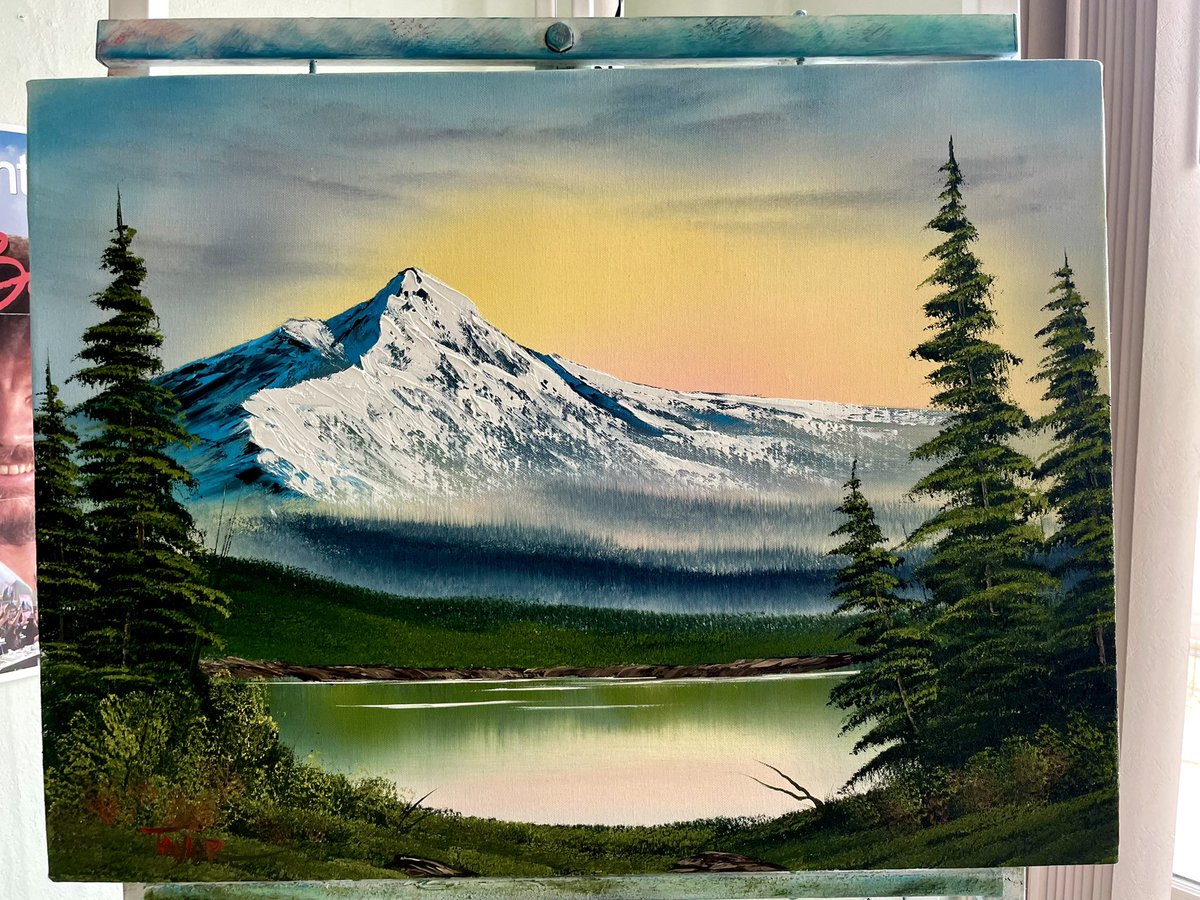 BallStateCT's tweet photo. Off the easel … and sold!

#BobRoss #HappyPainting #thejoyofpainting #happytreefriends #happyaccident #bobrosspainting #bobrossstyle #wetonwetpainting #painting #paintlikebobross #art #happylittletrees #muncie #happyclouds #paintingsforsale #lessonsavailable https://t.co/c2BKD7nz2V