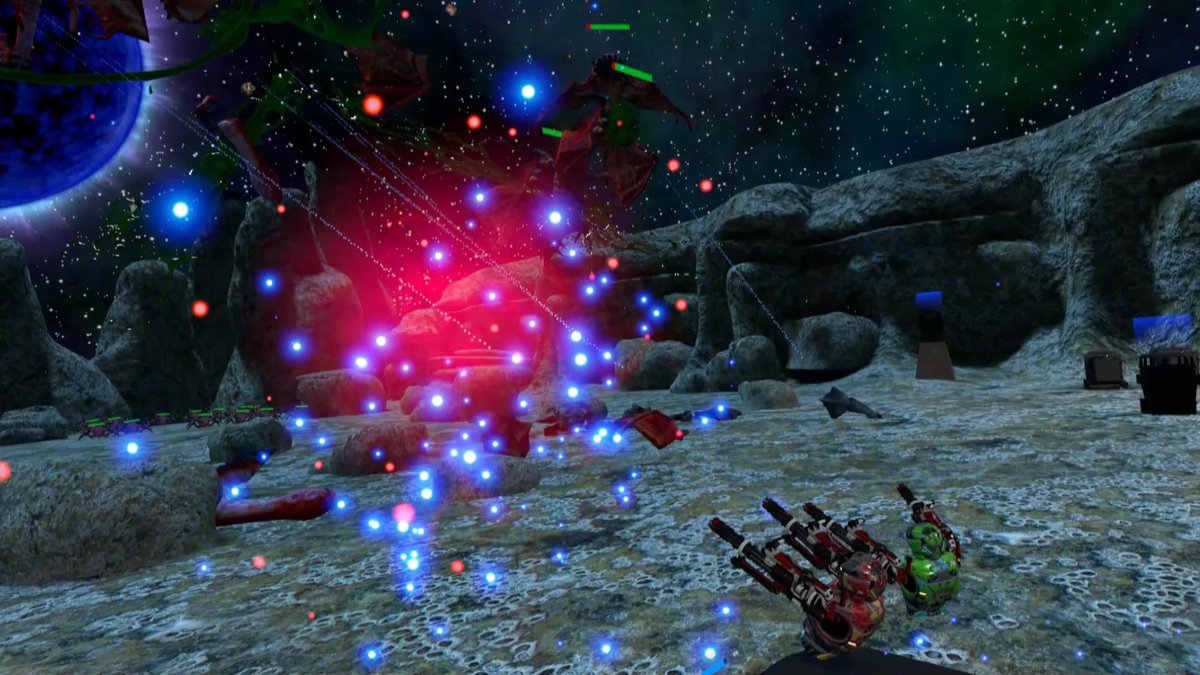 Dual wield miniguns x four players x hordes of enemies = thank God for Unity’s Jobs system…#VR #indiedev #Unity