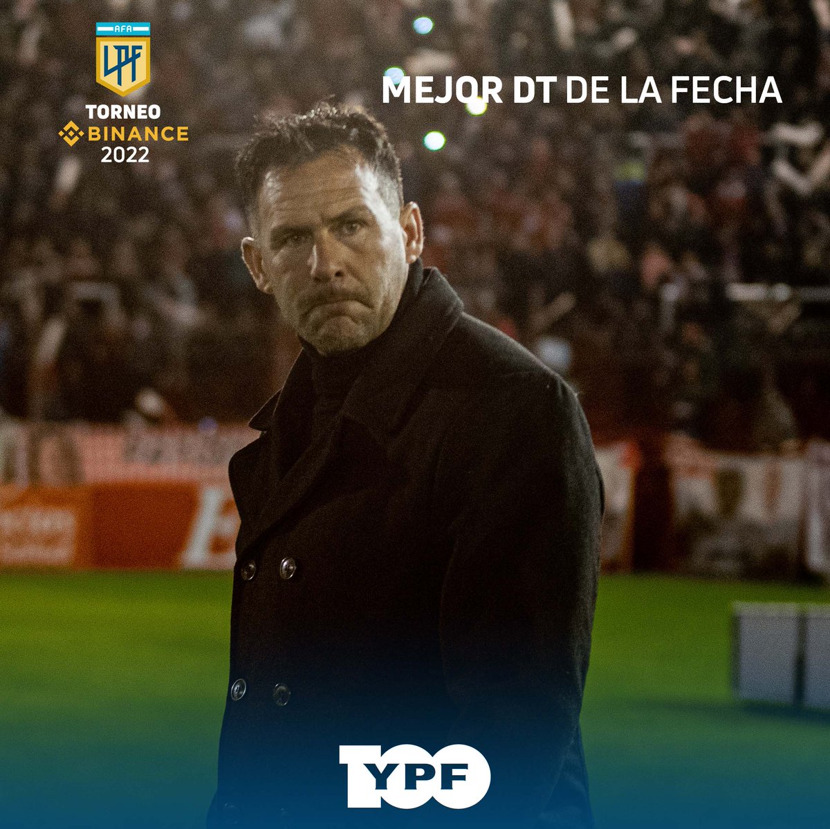 LigaAFA's tweet photo. ➡️ Luego del categórico triunfo de @CAHuracan, Diego Dabove fue elegido como el #MejorDT de la #Fecha13 del #TorneoBinance 🏆

¡Felicitaciones! 🙌🏻

@YPFoficial https://t.co/er07VpCE8a