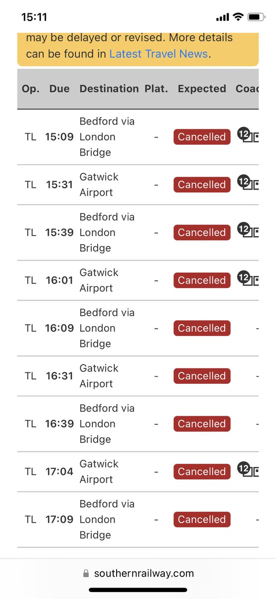 KarenLDukes's tweet photo. @TLRailUK what on earth is this? No explanation on your website? Not a strike day! When are trains running again south of Redhill??? #trainfail https://t.co/2gxinnPOnn