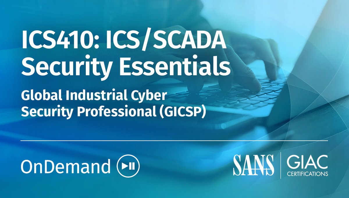SANSICS's tweet photo. Did you know you can take #ICS410 anytime, anywhere, and at your pace?
Check out the FREE course demo today: https://t.co/z4egj0Mo3z
#ICSSecurity #ICS #SCADA #GICSP #OnDemand #cyber #training https://t.co/jKDELJ3zus