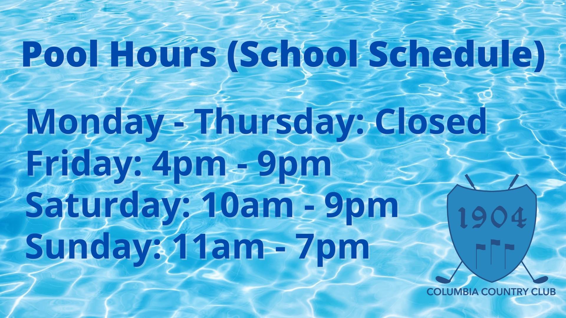 Columbia CC on Twitter "New pool schedule starts tomorrow! https//t