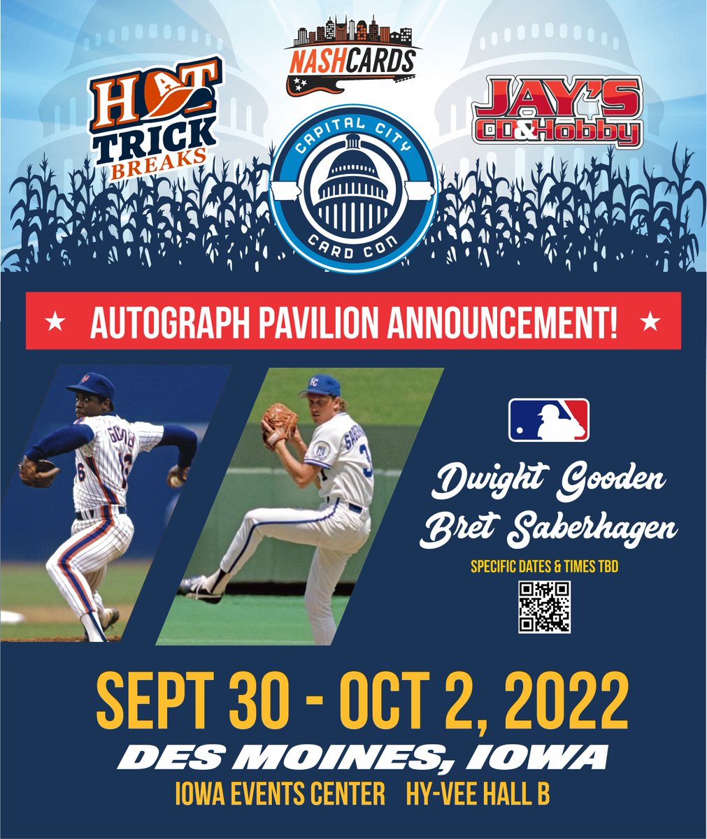 CardConvention's tweet photo. Looking forward to hosting @DocGooden16 and Bret Saberhagen for the 1st round of auto guests Sept 30-Oct 2! Presented by @JaysCDandHobby #WhoDoYouCollect #thehobby https://t.co/0wiEZwsPOk