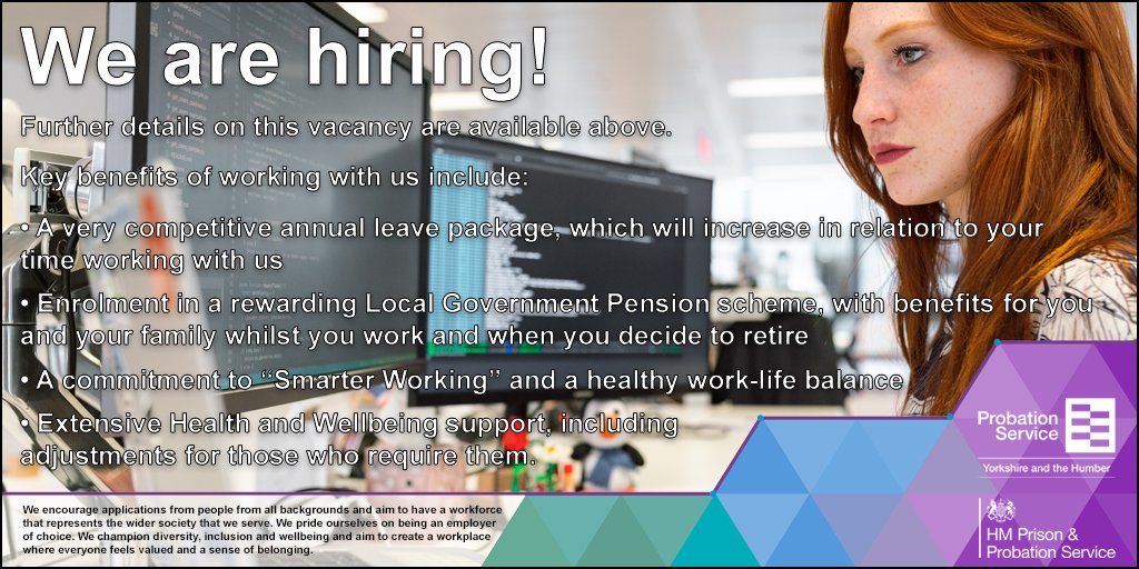 👀Vacancy: Probation Services Officer
🗺️Location: Leeds
💷Salary: £23,174 - £28,200
🗓️Closing Date: Friday 2nd September 2022
👉Apply: bit.ly/3dzwtMV
❗️#vacancies in other areas too! 

#Probationjobs #CivilService #WestYorkshireJobs
#Jointheteam #ApplyNow